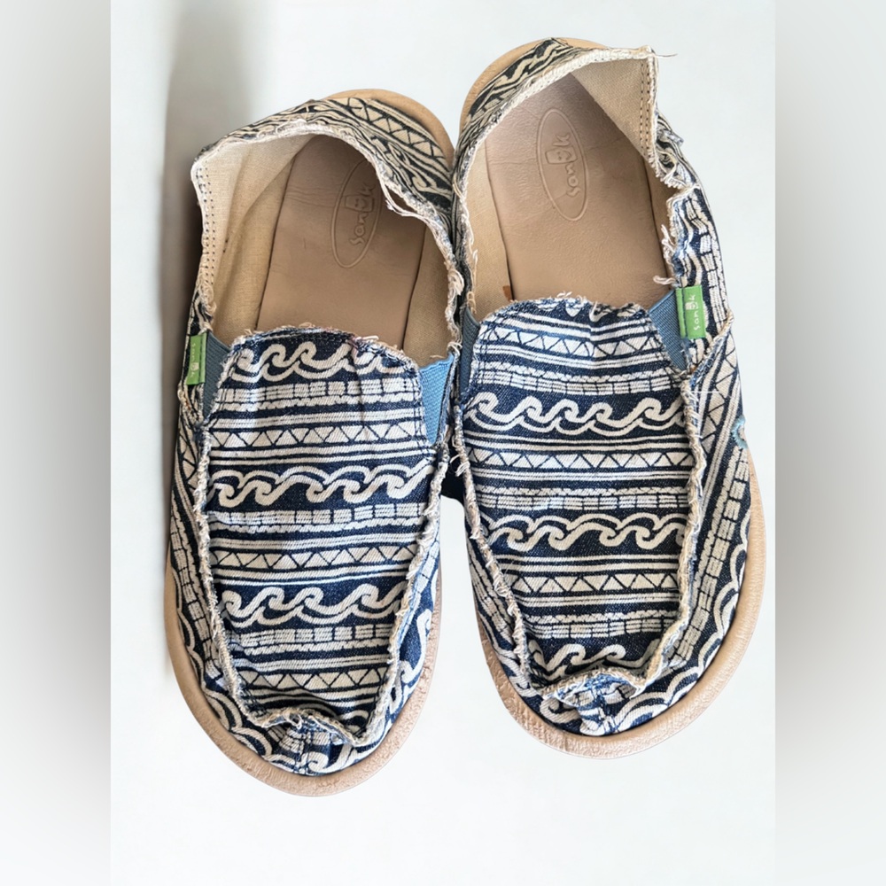 Sanuk Blue Moccasins Casual Slip-On Shoes - Picture 3 of 6